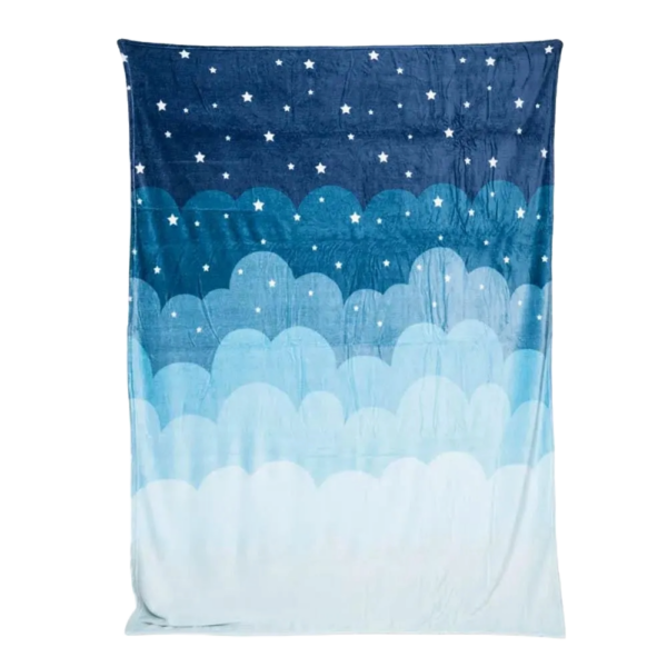 Cobija cloudy 100x150 con diseño de estrellas y nubes